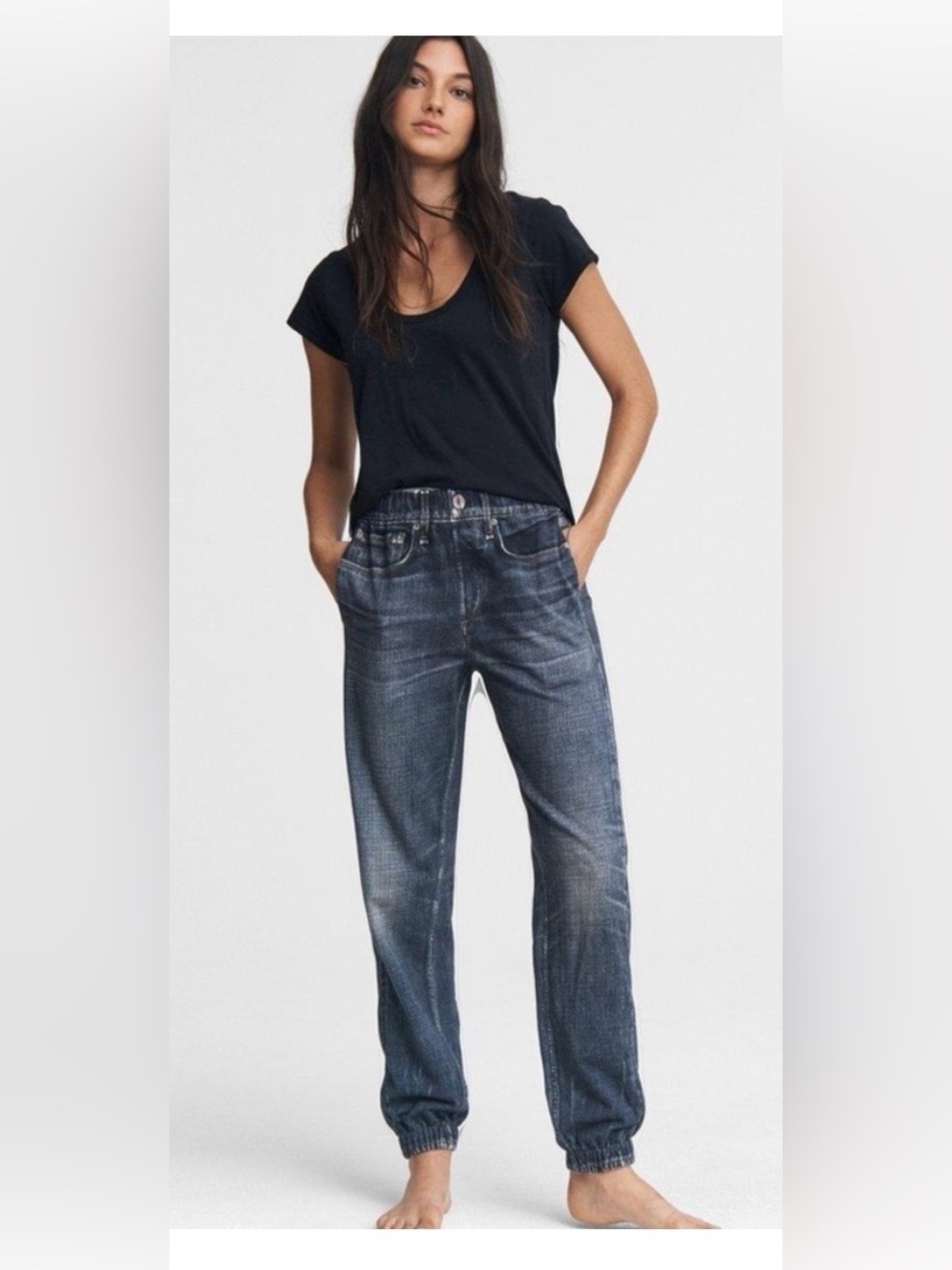 Rag & Bone Miramar Sweatpant Jeans XXS Blue 100% Cotton Denim Print Jogger Pants